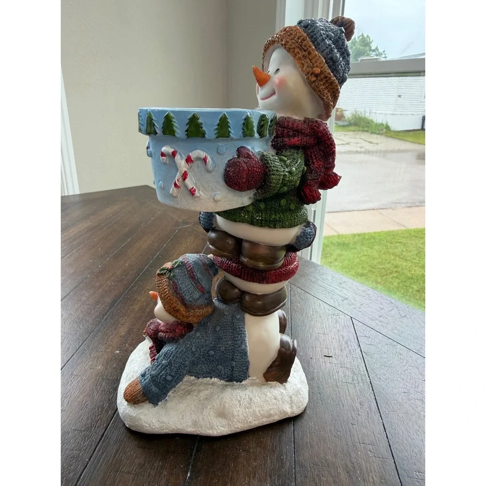 Home Interiors Gifts Snowman Trio Candle Holder 2003 Christmas Decor Figurine